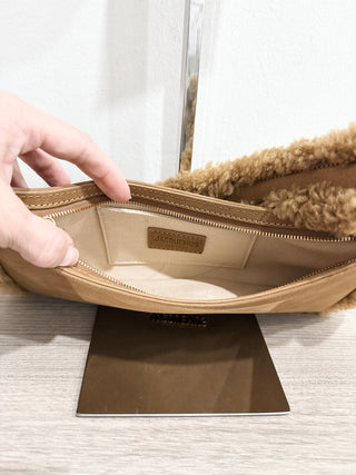Jacquemus suede fur trim handbag