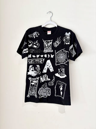 Supreme black men tee with white graphics, M
