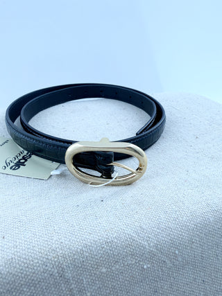 Anine Bing textured patent leather small signature link belt, M/L