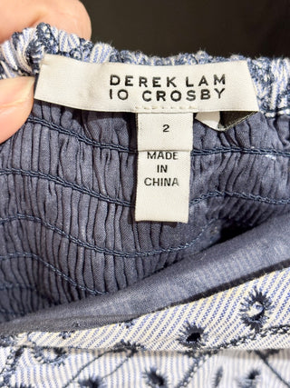 Derek Lam 10 Crosby Samaria Embroidered Cami A-Line Midi Dress Blue Women's 2