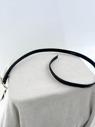 Anine Bing textured patent leather small signature link belt, M/L