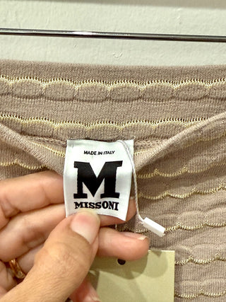 Missoni High Waisted Ruffle Hem Mini Knit Skirt Beige Women's Size 42 IT / 6 US
