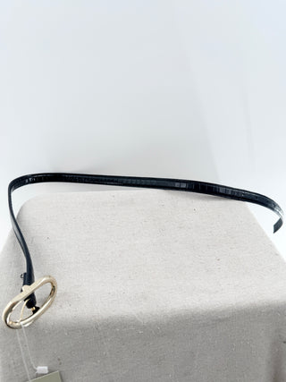 Anine Bing textured patent leather small signature link belt, M/L