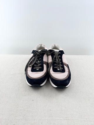 Chanel suede and fabric low top interlocking CC sneakers, 41