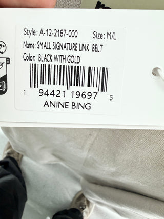 Anine Bing small signature link belt leather, M/L