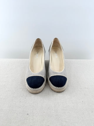 Chanel espadrille wedges platform canvas, 42
