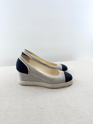 Chanel espadrille wedges platform canvas, 42