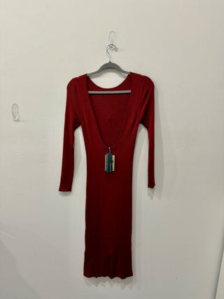 NWT Banana Republic Ribbed Ines Scoop-Back Sweater Dress Cabin Red Womens Size M