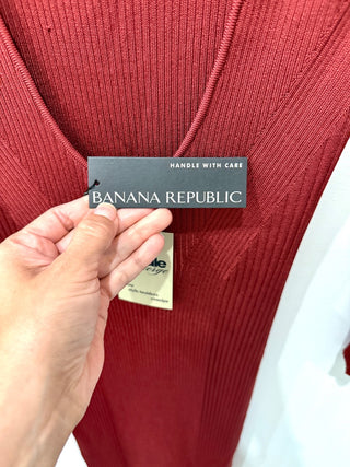 NWT Banana Republic Ribbed Ines Scoop-Back Sweater Dress Cabin Red Womens Size M