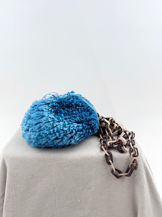 Carolina Santo Domingo round raffia bag with acrylic long chain
