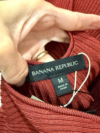 NWT Banana Republic Ribbed Ines Scoop-Back Sweater Dress Cabin Red Womens Size M