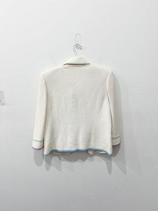 St. John crop knit jacket with pearl buttons, 10