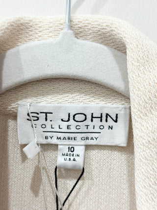 St. John crop knit jacket with pearl buttons, 10