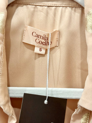 Camila Coelho shirt with tie and metallic dots, S