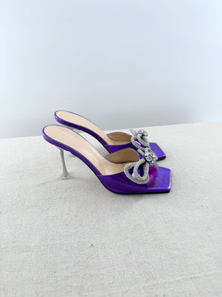 Mach and Mach metallic mule sandal with crystal bow, 41