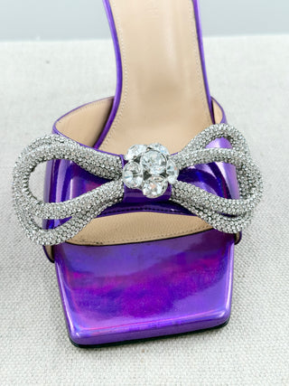 Mach and Mach metallic mule sandal with crystal bow, 41