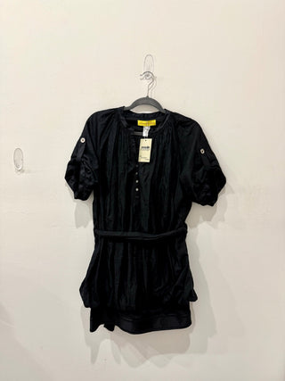 Catherine Malandrino 100% Cotton Puff Sleeve Silk Mini Dress Black Women's Size 6