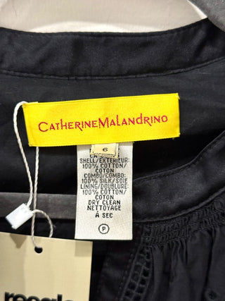 Catherine Malandrino 100% Cotton Puff Sleeve Silk Mini Dress Black Women's Size 6