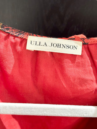 Ulla Johnson dark orange pattern ruffle top, 0