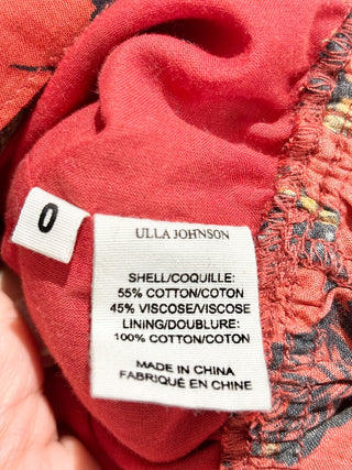 Ulla Johnson dark orange pattern ruffle top, 0