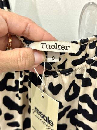 Tucker Silk Animal Print Sleeveless Camisole Tank Top Cream/Black Women's Size S