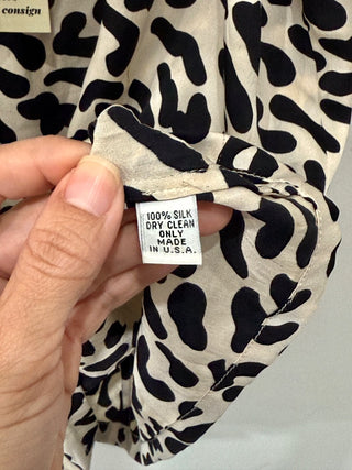 Tucker Silk Animal Print Sleeveless Camisole Tank Top Cream/Black Women's Size S