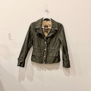 Luciano Barbera Button-Front Windbreaker Jacket Green Women's Size 42 IT / US 6