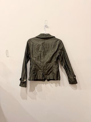 Luciano Barbera Button-Front Windbreaker Jacket Green Women's Size 42 IT / US 6