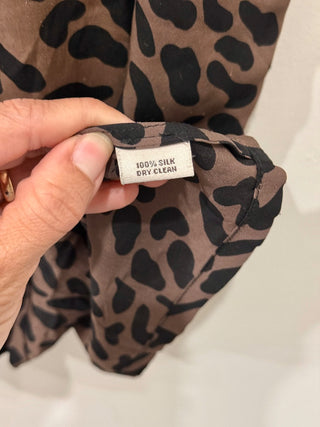 Tucker Silk Animal Print Sleeveless Camisole Tank Top Brown/Black Women's Size S