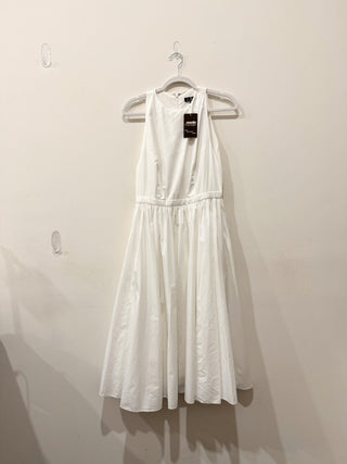 J. Crew Sleeveless High-Neck Cotton Poplin A-Line Midi Dress White Womens Size 4