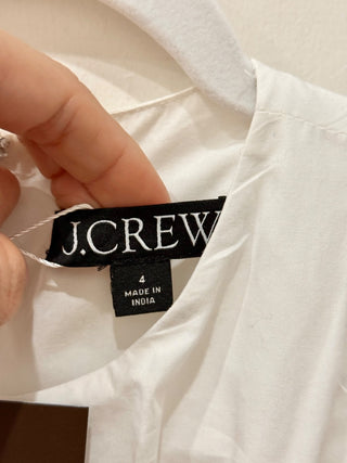 J. Crew Sleeveless High-Neck Cotton Poplin A-Line Midi Dress White Womens Size 4