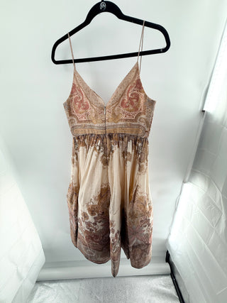 Zimmermann Illustration Draped Fit & Flare Midi Dress Cream Paisley Womens 3 / L