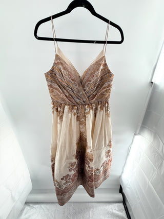 Zimmermann Illustration Draped Fit & Flare Midi Dress Cream Paisley Womens 3 / L