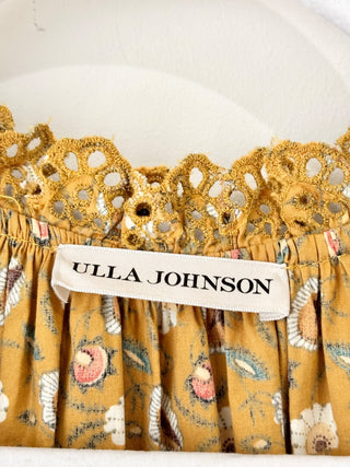 Ulla Johnson mustard yellow pattern ruffle maxi dress, 2