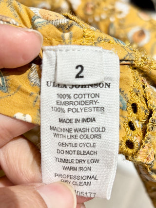 Ulla Johnson mustard yellow pattern ruffle maxi dress, 2