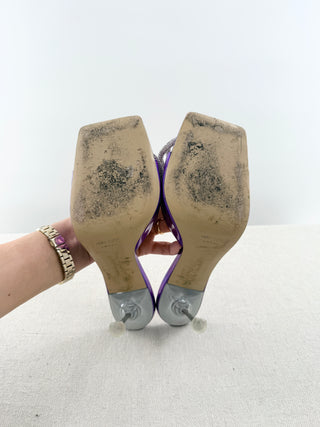 Mach and Mach metallic mule sandal with crystal bow, 41