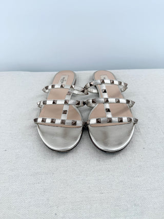Valentino metallic rockstuds slide sandals, 40