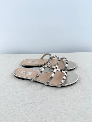 Valentino metallic rockstuds slide sandals, 40