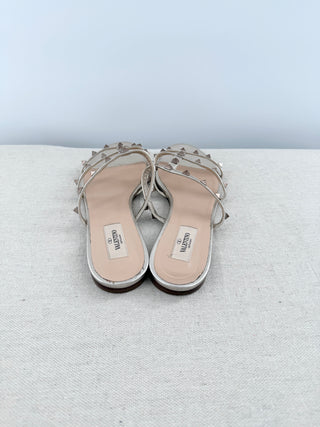Valentino metallic rockstuds slide sandals, 40