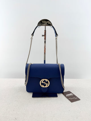 Gucci leather interlocking G shoulder bag with chain strap