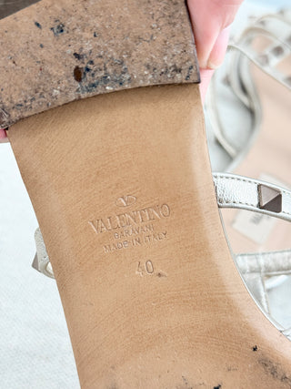 Valentino metallic rockstuds slide sandals, 40