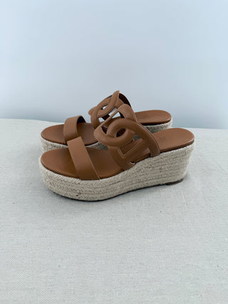 Hermes raffia and leather wedges Ithea 30 espadrille, 39