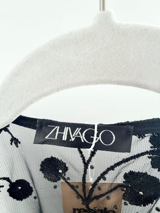 Zhivago In The Garden Lace Embroidered Floral Mini Wrap Dress Black Women's S