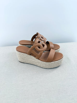 Hermes raffia and leather wedges Ithea 30 espadrille, 39