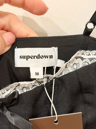 Superdown sleeveless mini dress with lace trim, M