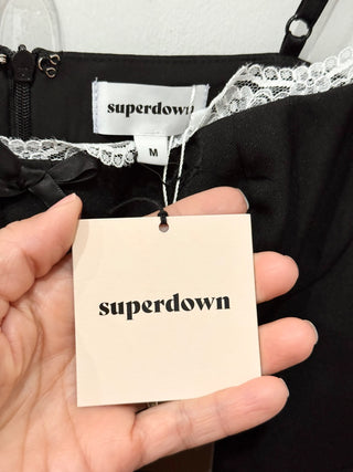 Superdown sleeveless mini dress with lace trim, M
