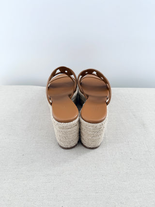 Hermes raffia and leather wedges Ithea 30 espadrille, 39