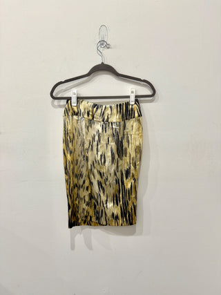 Roberto Cavalli Snake Print Pencil Midi Skirt Yellow Black Women's Size 40 US 12