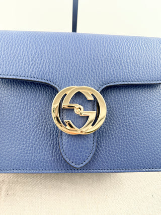 Gucci leather interlocking G shoulder bag with chain strap