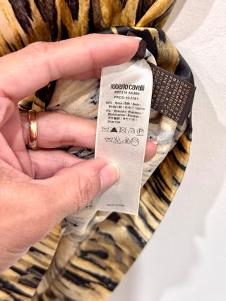 Roberto Cavalli Snake Print Pencil Midi Skirt Yellow Black Women's Size 40 US 12